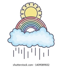 cloud sky rainy with sun weather and rainbow