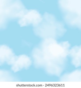 Cloud Sky seamless Background,Endless pattern blue sky cloudy texture,Vector 3d banner Nature landscape for spring,summer backdrop,Illustration seamless pattern cartoon for environment wallpaper