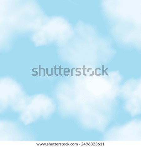 Cloud Sky seamless Background,Endless pattern blue sky cloudy texture,Vector 3d banner Nature landscape for spring,summer backdrop,Illustration seamless pattern cartoon for environment wallpaper