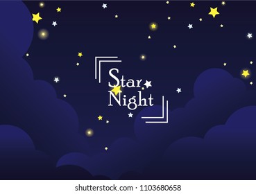 Cloud sky with stars at night.