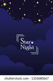 Cloud sky with stars at night.