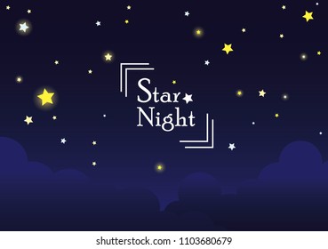 Cloud sky with stars at night.