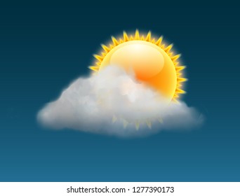 Cloud sky vector weather backgrund. Sun illustration warm day sunny icon forecast banner.