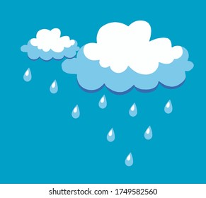 Nube, cielo, gotas de agua y lluvia, icono vector , eps 10