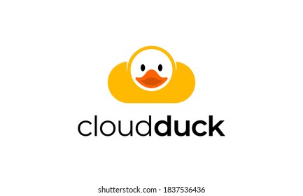 Cloud Sky Yellow Duck Head Face Animal Logo Design Inspiration