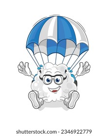 the cloud skydiving character. cartoon mascot vector