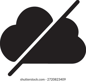 Nuvem com ícone de barra representando nuvem desabilitada, modo offline, sem sincronização ou restrição de nuvem. Vetor sólido mínimo para indicadores de status do sistema.