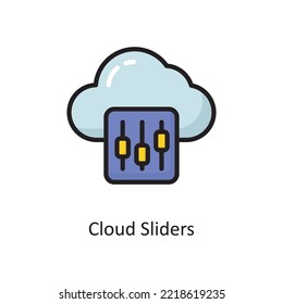 Cloud Sliders Vector  Filled Outline Icon Design illustration. Cloud Computing Symbol on White background EPS 10 File