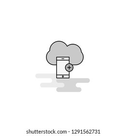Cloud with smart phone  Web Icon. Flat Line Filled Gray Icon Vector