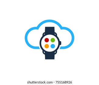 Cloud Smart Watch Icon Logo Design Element