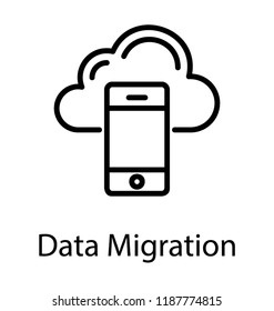 Cloud with smartphone connected, cloud connection 