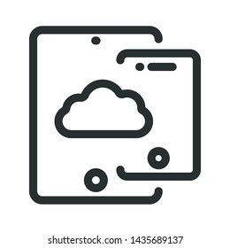 cloud, smartphone device - minimal line web icon. simple vector illustration. concept for infographic, website or app.