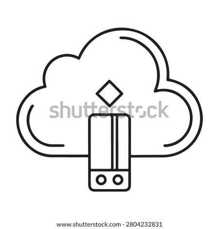cloud with a smartphone uploading data to it isolated on transparent background