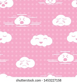 Cloud smile cute seamless Pattern vector illustration on background. Flat design. Vector Illustration.
