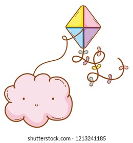 Cloud smiling with kite