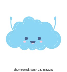 cloud smiling weather icon on white background vector illustration design