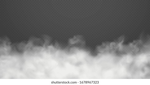 Cloud smoke or fog, road dust, urban smog. White cloudiness isolated transparent effect.