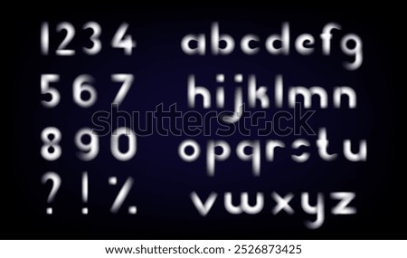 Cloud smoke font. Mistery ghost alphabet of numbers and letters. Percent, question mark magic text spooky plasma. Foggy smoky steam vape for halloween horror smog. Hot coffee vapor, food energy logo