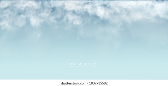 nube y humo aislados en un fondo azul. Ilustración del vector