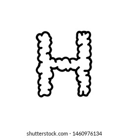 Cloud Smoke Logo Letter H. Cartoon H Letter Design Vector Illustration
