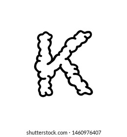 Cloud Smoke Logo Letter K. Cartoon K Letter Design Vector Illustration