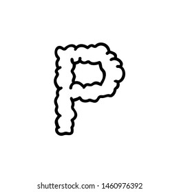 Cloud Smoke Logo Letter P. Cartoon P Letter Design Vector Illustration
