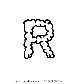 Cloud Smoke Logo Letter R. Cartoon R Letter Design Vector Illustration