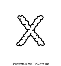 Cloud Smoke Logo Letter X. Cartoon X Letter Design Vector Illustration