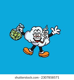 humedecimiento en la nube rudo y cara alta apedreada de la maleza de la retención de cannabis bud nug