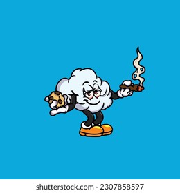 cloud smoking blunt and high face stoned from weed cannabis hold bud nug