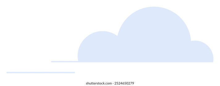 A cloud with smooth, rounded edges and light blue coloring, along with two horizontal lines on the side. Ideal for weather forecasts, sky themes, app design, web icons, children's books. Minimalist