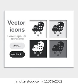 Cloud with snow ant the moon placed on web page template flat vector icon.
