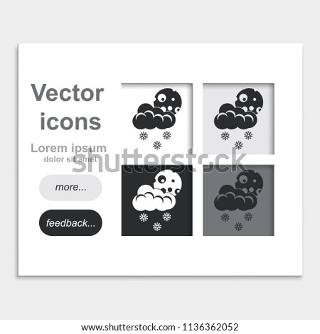 Cloud with snow ant the moon placed on web page template flat vector icon.