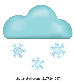 Cloud with snow emoji icon. Blizzard cloudy winter day weather symbol. Vector illustration