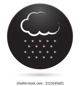 cloud snow icon, black circle button, vector illustration.