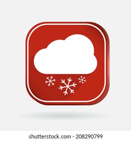 cloud snow icon. Color square icon