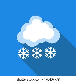 Cloud with snow icon in flat style isolated with long shadow vector illustration