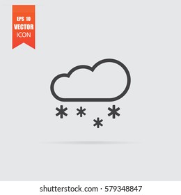 Cloud snow icon in flat style isolated on grey background. For your design, logo. Vector illustration.
