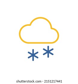 Cloud with snow isolated vector icon. Meteorology sign. Graph symbol for travel, tourism and weather web site and apps design, logo, app, UI