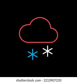 Cloud with snow isolated vector icon on black background. Meteorology sign. Graph symbol for travel, tourism and weather web site and apps design, logo, app, UI