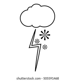 Cloud with snow and lightning icon. Outline illustration of cloud with snow and lightning vector icon for web