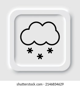 Cloud snow simple icon. Flat design. Neumorphism design.ai