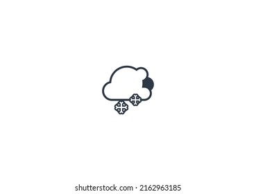Cloud with Snow vector flat emoticon. Isolated Cloud with Snow illustration. Cloud with Snow icon