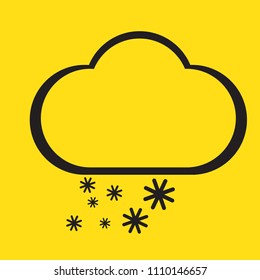 Cloud snow vector icon on yellow background