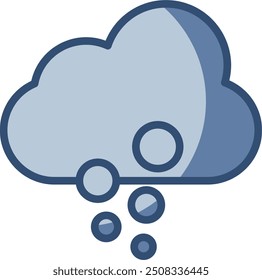 cloud and snow vector icon transparent background. replaceable blue color design