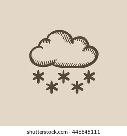 Cloud with snow vector sketch icon isolated on background. Hand drawn Cloud with snow icon. Cloud with snow sketch icon for infographic, website or app.