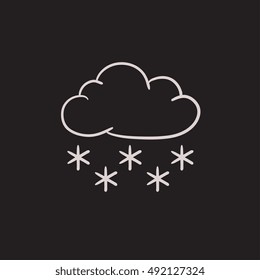 Cloud with snow vector sketch icon isolated on background. Hand drawn Cloud with snow icon. Cloud with snow sketch icon for infographic, website or app.