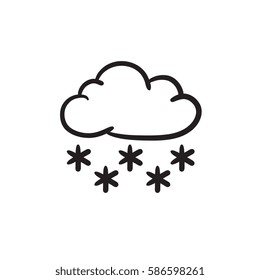 Cloud with snow vector sketch icon isolated on background. Hand drawn Cloud with snow icon. Cloud with snow sketch icon for infographic, website or app.