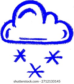 Cloud Snow Weather Icon Crayon Chalk Wax Drawing Vector