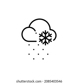 Nube con nieve. Tiempo invernal. Icono de trazo de píxeles perfecto, modificable